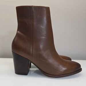 Thursday Boot Co Everyday Ankle Boots Women 10 Luggage Brown Leather Block Heel